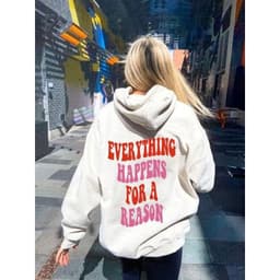 image-Printed Hoodie Sweater Letter Graphic Round Neck Long Sleeve Unisex