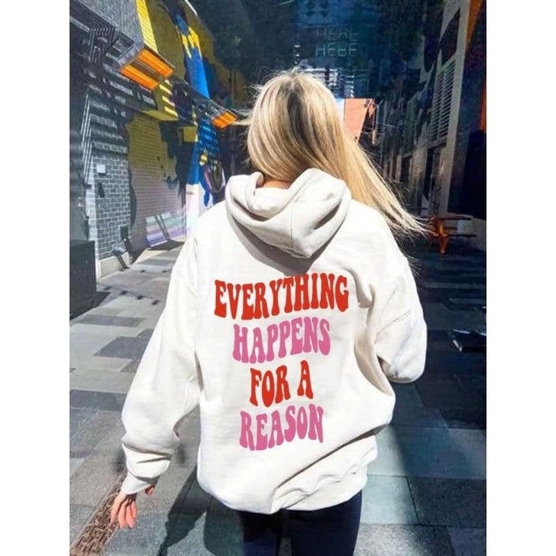 image-Printed Hoodie Sweater Letter Graphic Round Neck Long Sleeve Unisex