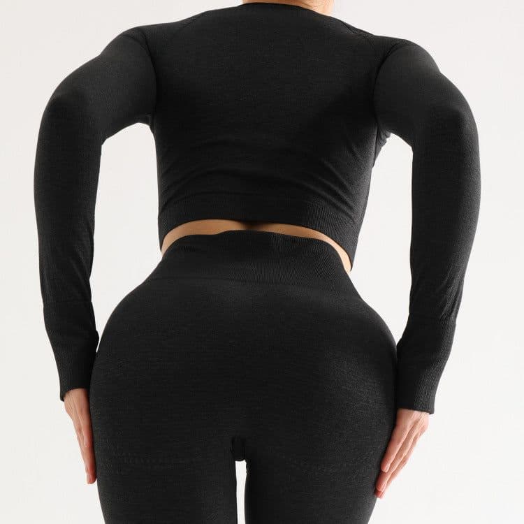 image-Women's Seamless Long Sleeve Yoga Sportswear Set with Quick-Dry