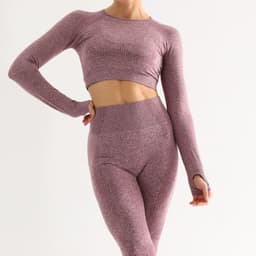 image-Women's Seamless Long Sleeve Yoga Sportswear Set with Quick-Dry