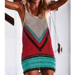 image-Women's Crochet Hollow Bikini Cover Up Beach Sunscreen Blouse