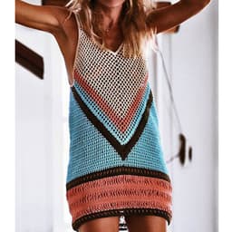 image-Women's Crochet Hollow Bikini Cover Up Beach Sunscreen Blouse