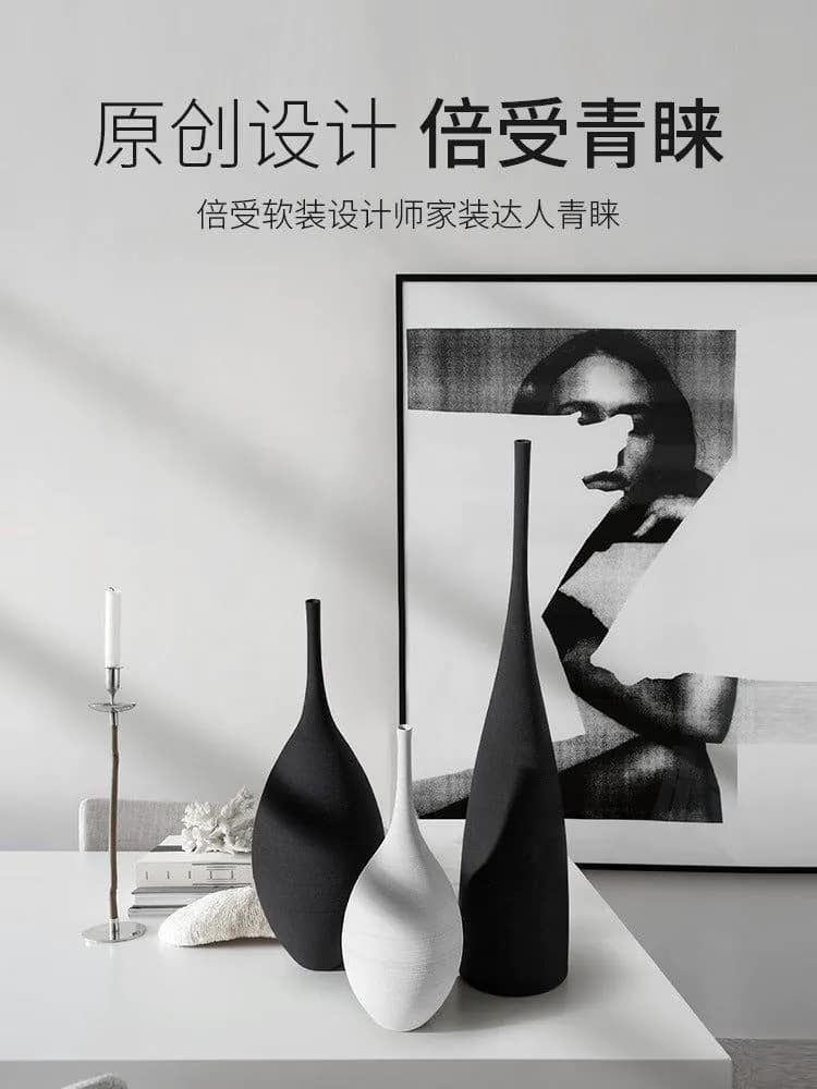image-Jingdezhen Handmade Ceramic Vase Modern Minimalist Geometric Decor