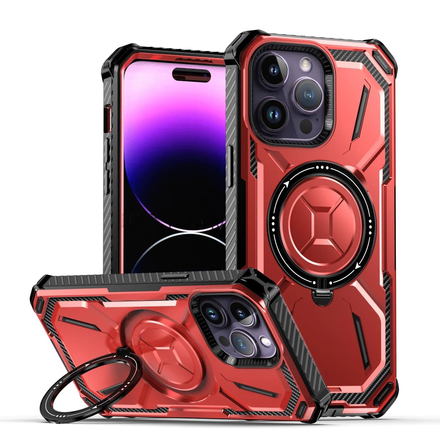 image-iPhone 14 Pro Max Magnetic Ring Case with Kickstand 2-in-1 Armor