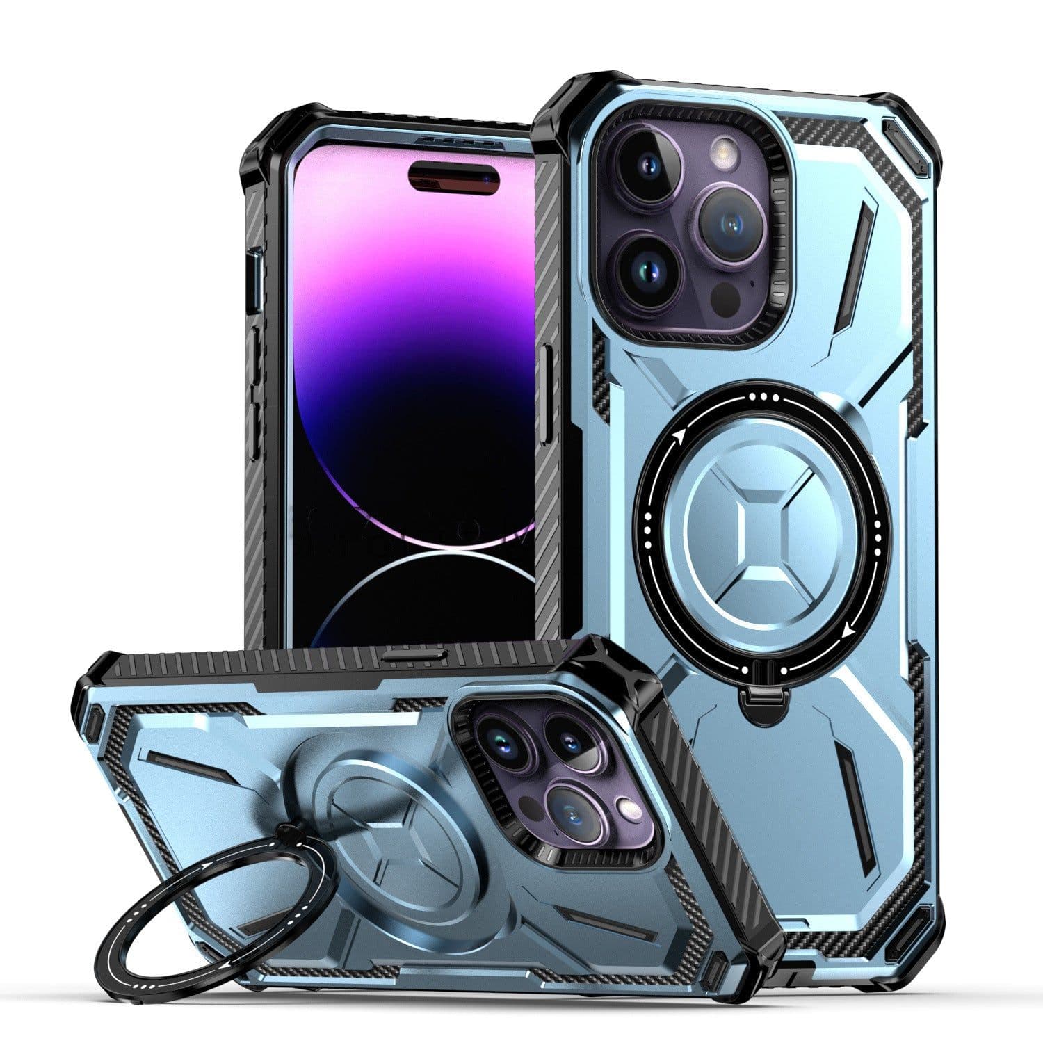 image-iPhone 14 Pro Max Magnetic Ring Case with Kickstand 2-in-1 Armor