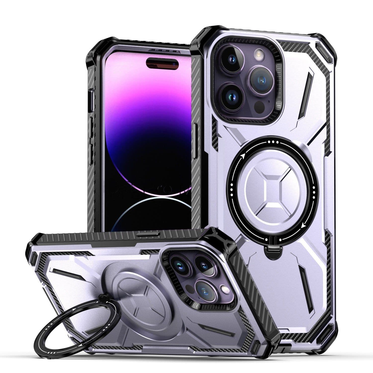 image-iPhone 14 Pro Max Magnetic Ring Case with Kickstand 2-in-1 Armor