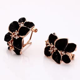 image-Camellia Flower Necklace and Earrings Set Silver Alloy Jewelry
