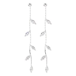 image-Silver Needle Leaf Tassel Earrings Korean Style Long Drop Earrings