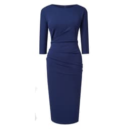 image-Ai Yishi Women's Pleated Wrap Dress 3/4 Sleeve Round Neck