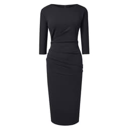 image-Ai Yishi Women's Pleated Wrap Dress 3/4 Sleeve Round Neck