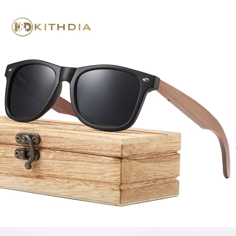 image-KITHDIAL Wooden Polarized Sunglasses 7061H Walnut Frame UV400