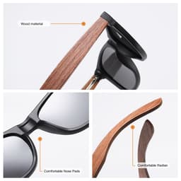 image-KITHDIAL Wooden Polarized Sunglasses 7061H Walnut Frame UV400