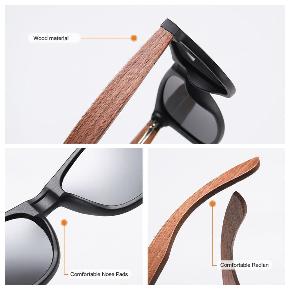 image-KITHDIAL Wooden Polarized Sunglasses 7061H Walnut Frame UV400