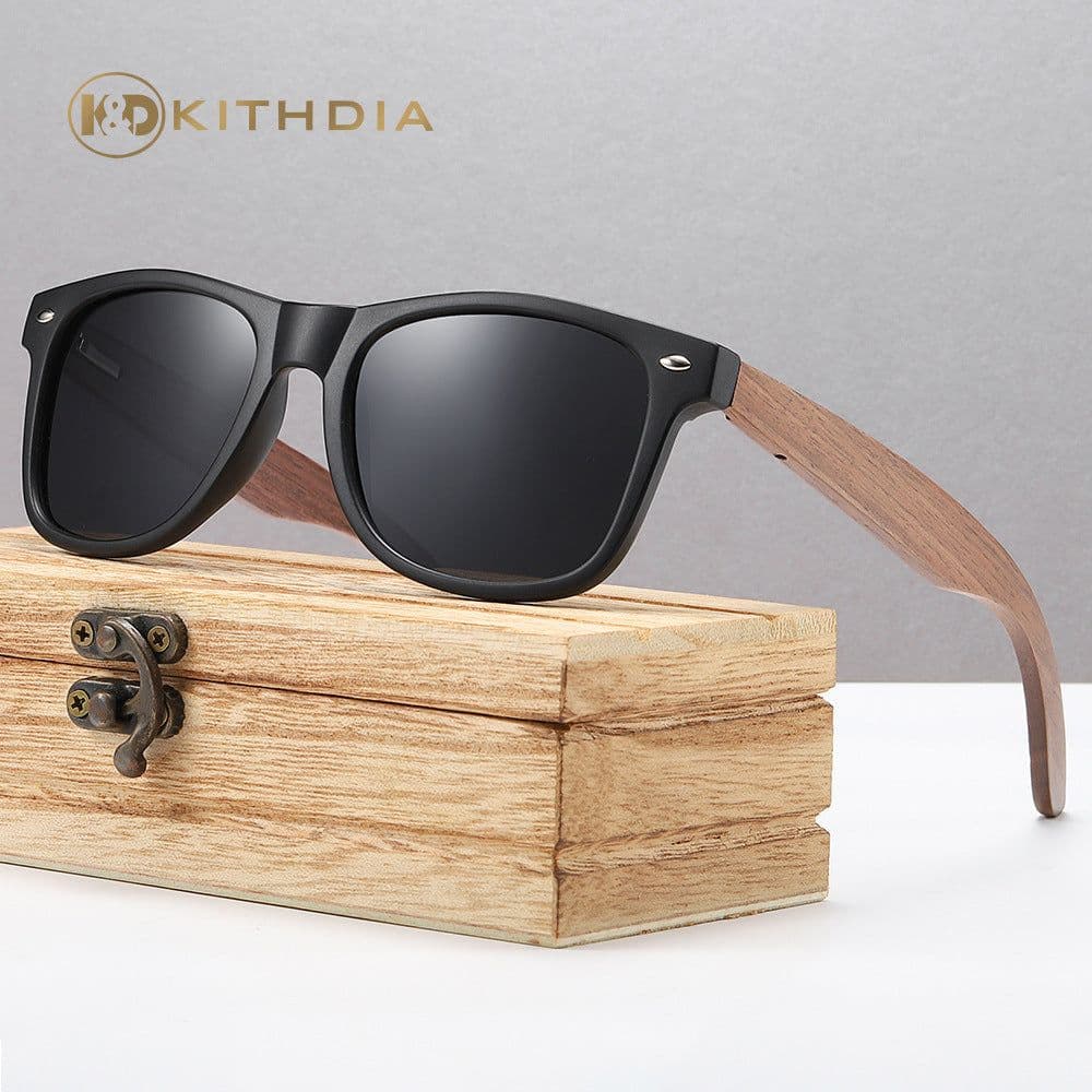 image-KITHDIAL Wooden Polarized Sunglasses 7061H Walnut Frame UV400