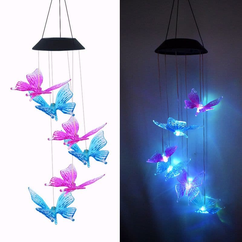 image-Solar LED Garden Stake Light Butterfly Hummingbird Outdoor Lawn Decoration