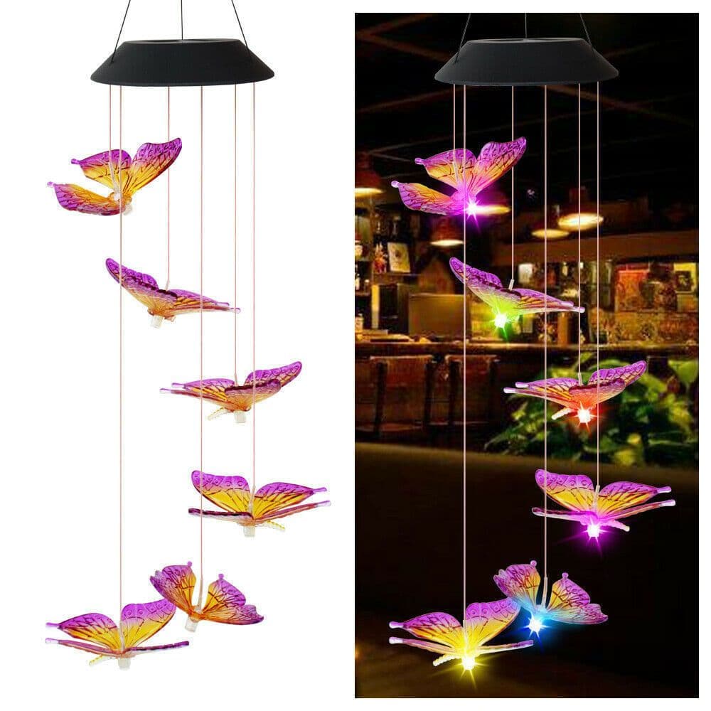 image-Solar LED Garden Stake Light Butterfly Hummingbird Outdoor Lawn Decoration