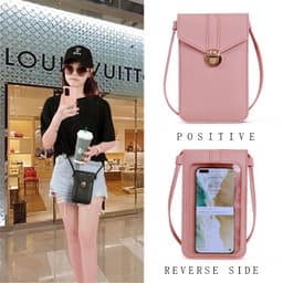 image-Women's PU Leather Crossbody Phone Wallet with Card Slots