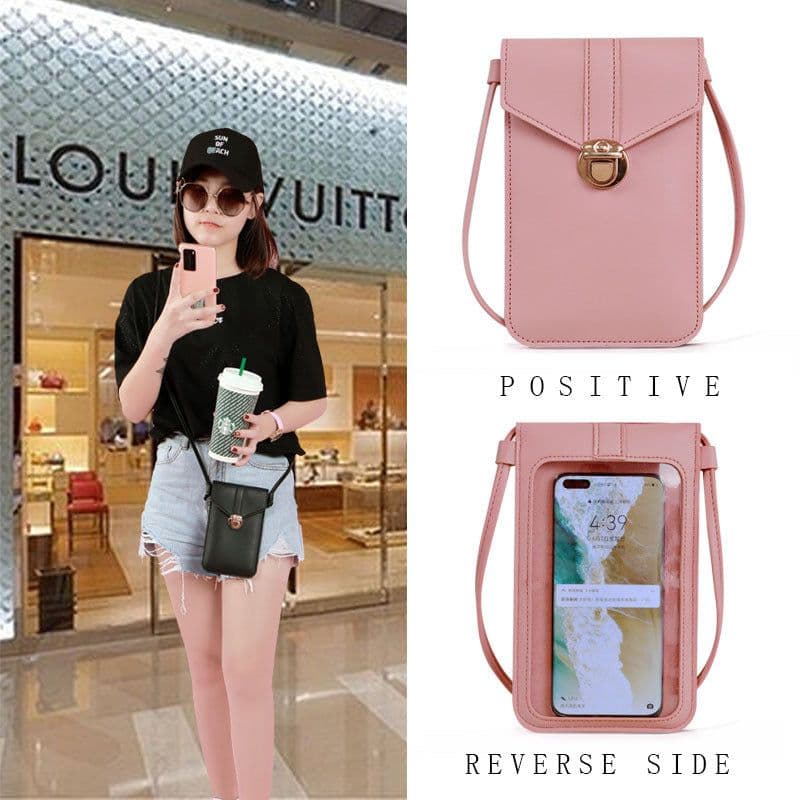image-Women's PU Leather Crossbody Phone Wallet with Card Slots