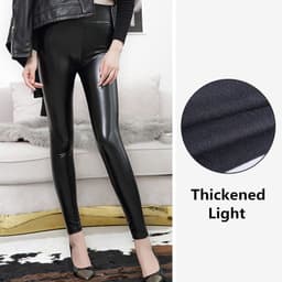 image-AIELELE Women's High Waist PU Leather Leggings Cropped Pants
