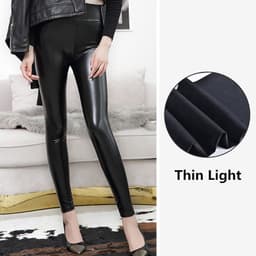 image-AIELELE Women's High Waist PU Leather Leggings Cropped Pants