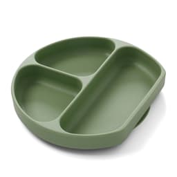 image-Silicone Baby Dinner Plate Set with Suction Bowl and Smiley Grid Design