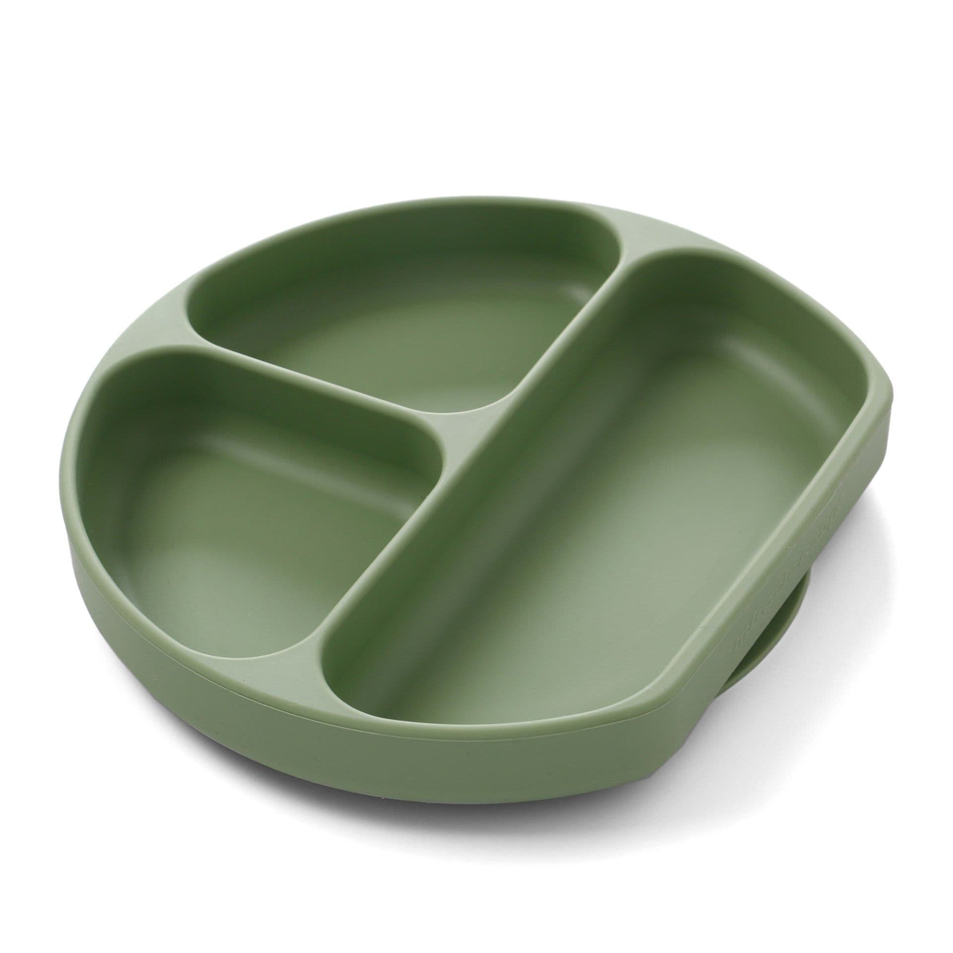 image-Silicone Baby Dinner Plate Set with Suction Bowl and Smiley Grid Design