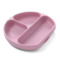 image-Silicone Baby Dinner Plate Set with Suction Bowl and Smiley Grid Design