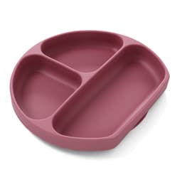 image-Silicone Baby Dinner Plate Set with Suction Bowl and Smiley Grid Design