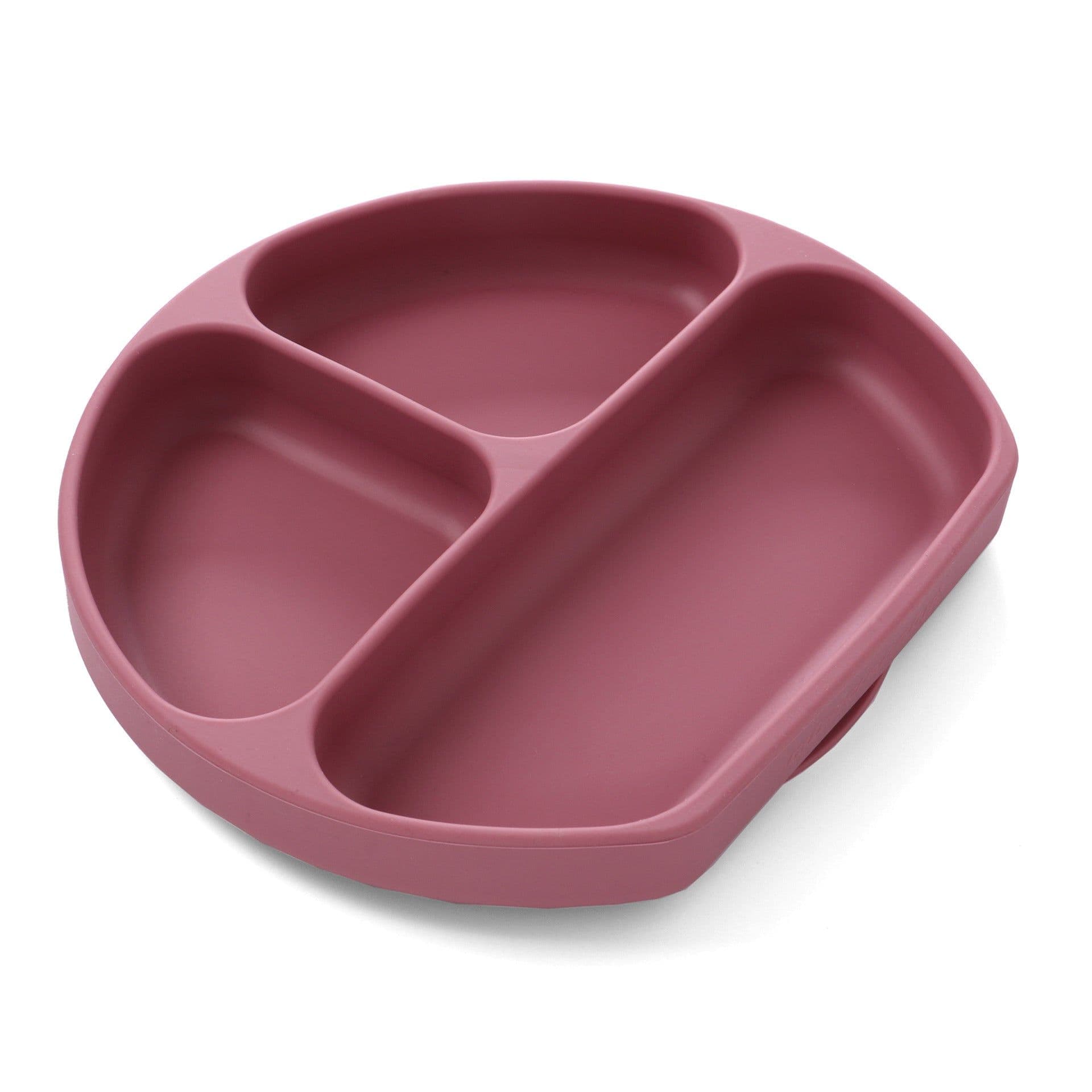 image-Silicone Baby Dinner Plate Set with Suction Bowl and Smiley Grid Design
