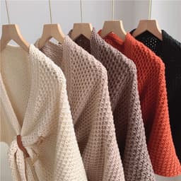 image-Women's Triangular Knit Shawl Scarf - Solid Color Wool Blend