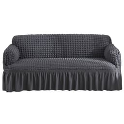 image-Bran Bird Seersucker Sofa Cover with Lace Skirt Two-Seater