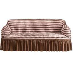 image-Bran Bird Seersucker Sofa Cover with Lace Skirt Two-Seater