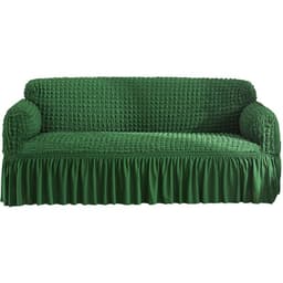 image-Bran Bird Seersucker Sofa Cover with Lace Skirt Two-Seater