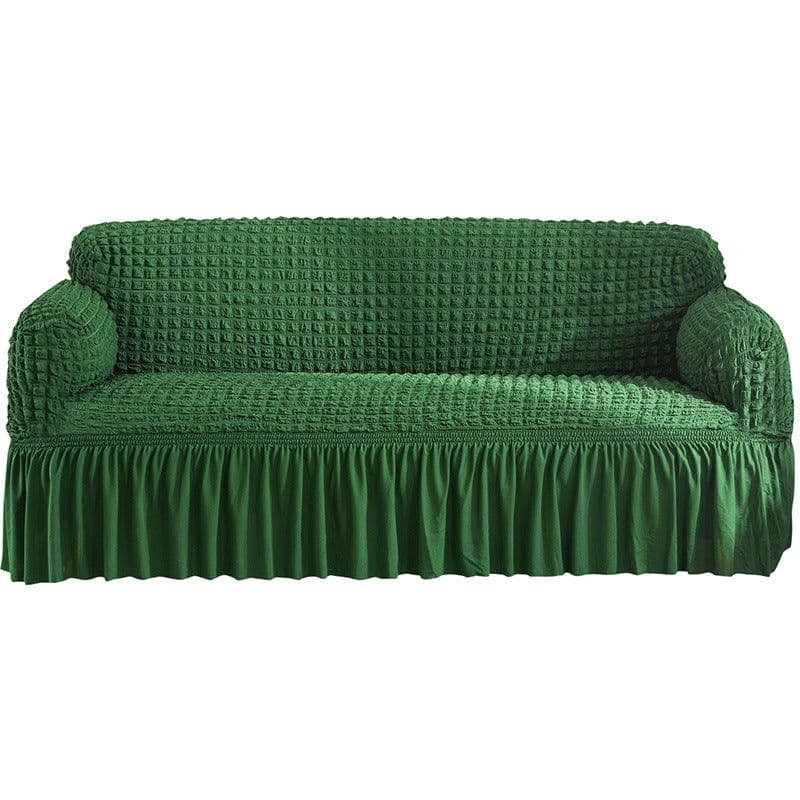 image-Bran Bird Seersucker Sofa Cover with Lace Skirt Two-Seater