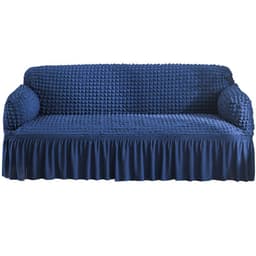 image-Bran Bird Seersucker Sofa Cover with Lace Skirt Two-Seater