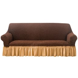 image-Bran Bird Seersucker Sofa Cover with Lace Skirt Two-Seater