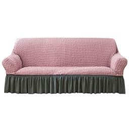 image-Bran Bird Seersucker Sofa Cover with Lace Skirt Two-Seater