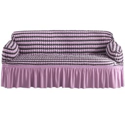 image-Bran Bird Seersucker Sofa Cover with Lace Skirt Two-Seater