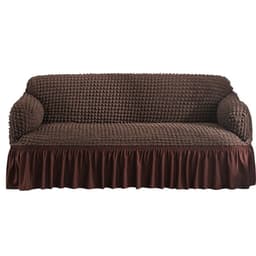 image-Bran Bird Seersucker Sofa Cover with Lace Skirt Two-Seater