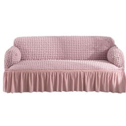 image-Bran Bird Seersucker Sofa Cover with Lace Skirt Two-Seater