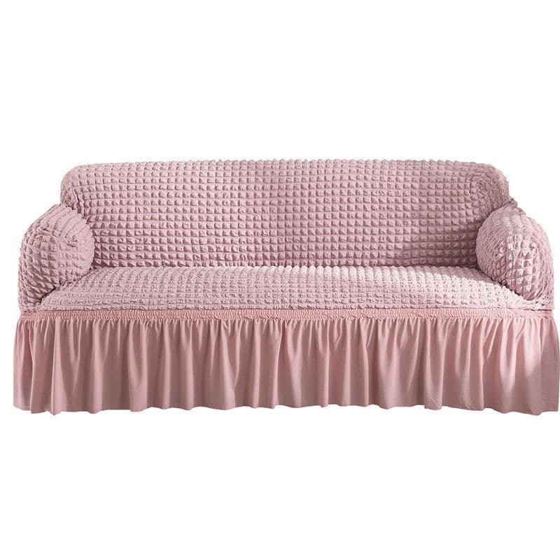 image-Bran Bird Seersucker Sofa Cover with Lace Skirt Two-Seater