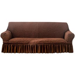 image-Bran Bird Seersucker Sofa Cover with Lace Skirt Two-Seater