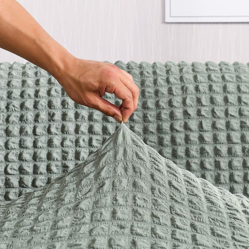 image-Bran Bird Seersucker Sofa Cover with Lace Skirt Two-Seater