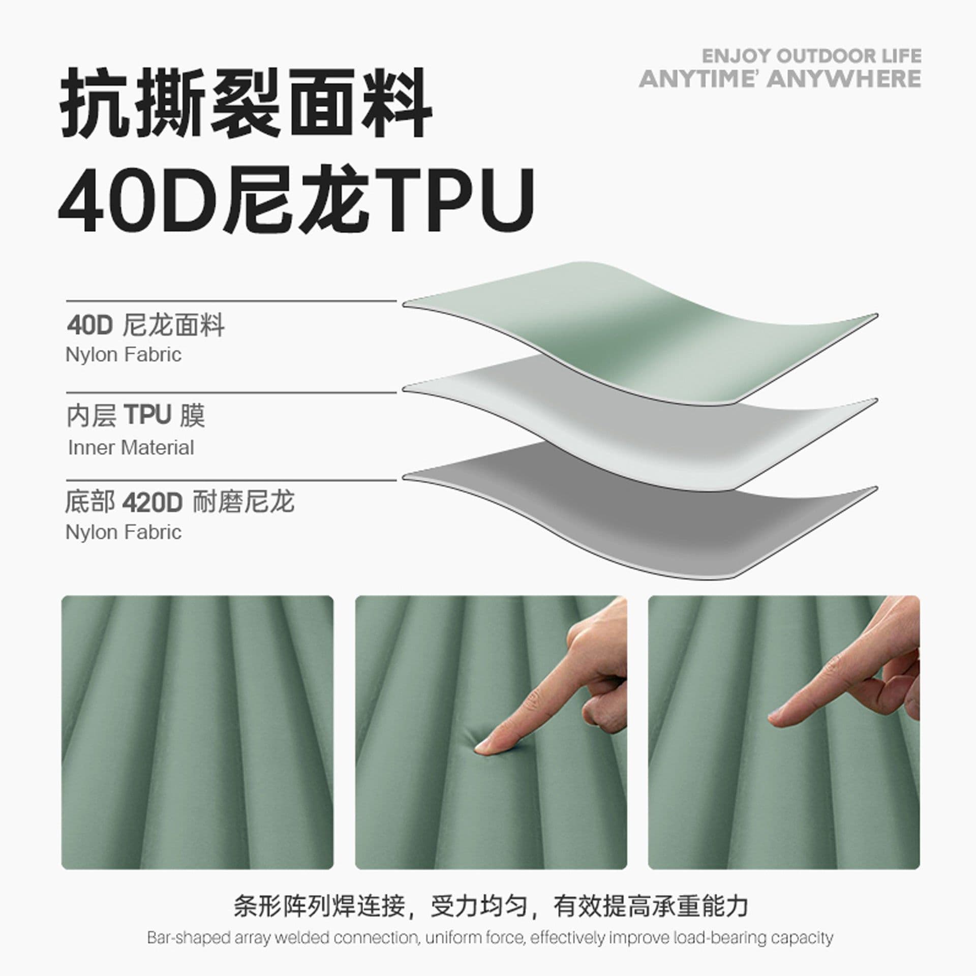 image-Mountain and Sea Outdoor Inflatable Camping Mattress Single 188x68cm