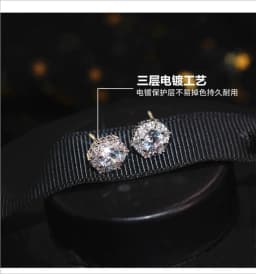 image-Zhongni Sterling Silver Stud Earrings Micro-inlaid Square Diamond