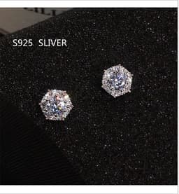 image-Zhongni Sterling Silver Stud Earrings Micro-inlaid Square Diamond