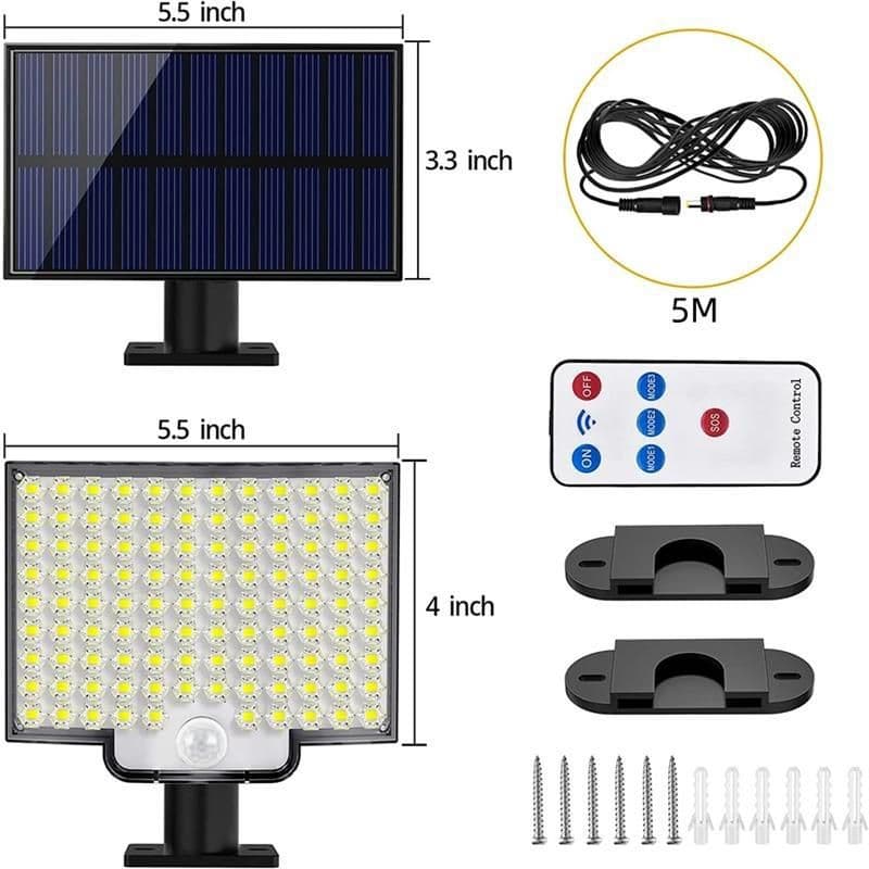 image-Solar Wall Lamp 106 LED Outdoor Waterproof with Remote Control