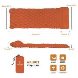 image-HiTok Inflatable Sleeping Pad with Pillow 190x58cm Ultralight TPU