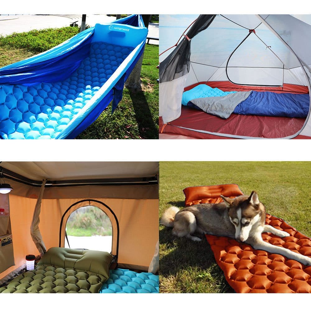 image-HiTok Inflatable Sleeping Pad with Pillow 190x58cm Ultralight TPU