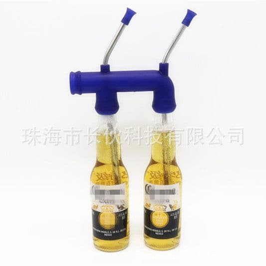 image-Double Bottle Beer Bong Snorkel Drinking Funnel